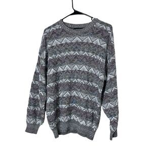 Vintage 80s Expressions International Abstract Knit‎ Sweater Size Large